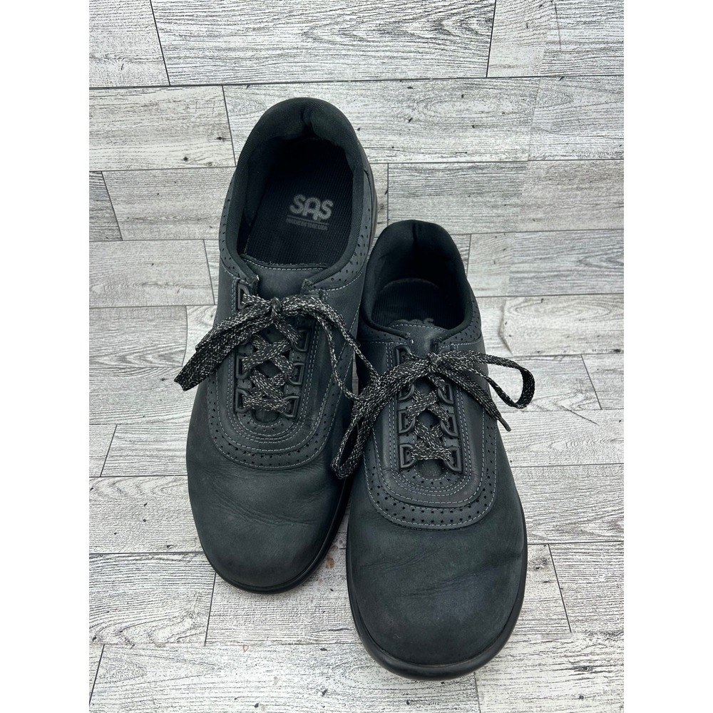 SAS Walk Easy Women‎ Size 10M Black Leather Lace Up Walking Shoes Sneakers USA